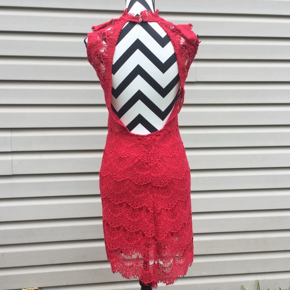 NWT Free People Red Lace Daydream Bodycon Dress - Picture 8 of 8